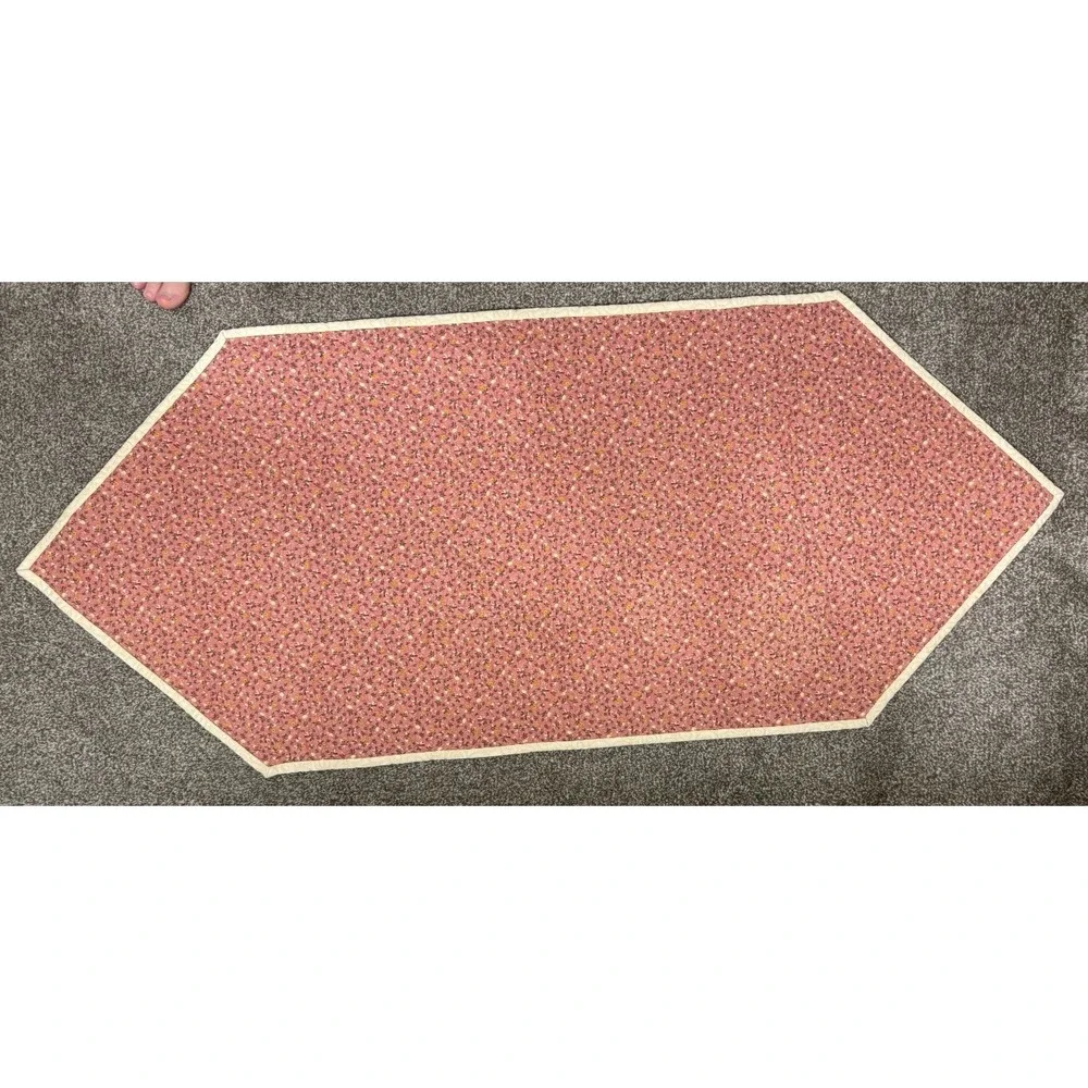 Handmade Quilted Table Runner Hearts Sawtooth Star Country Farmhouse Valentine